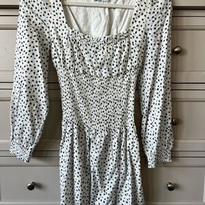 Princess Polly White and Navy Patterned Dress